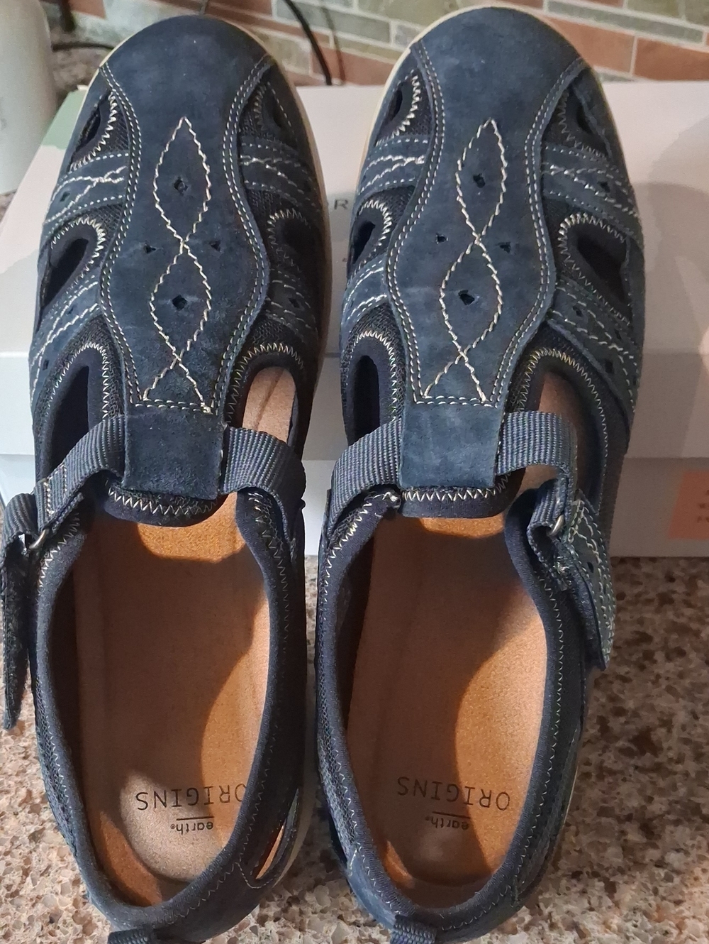 Earth Origins Navy Sueded Casual Cutout Slip-On Shoes